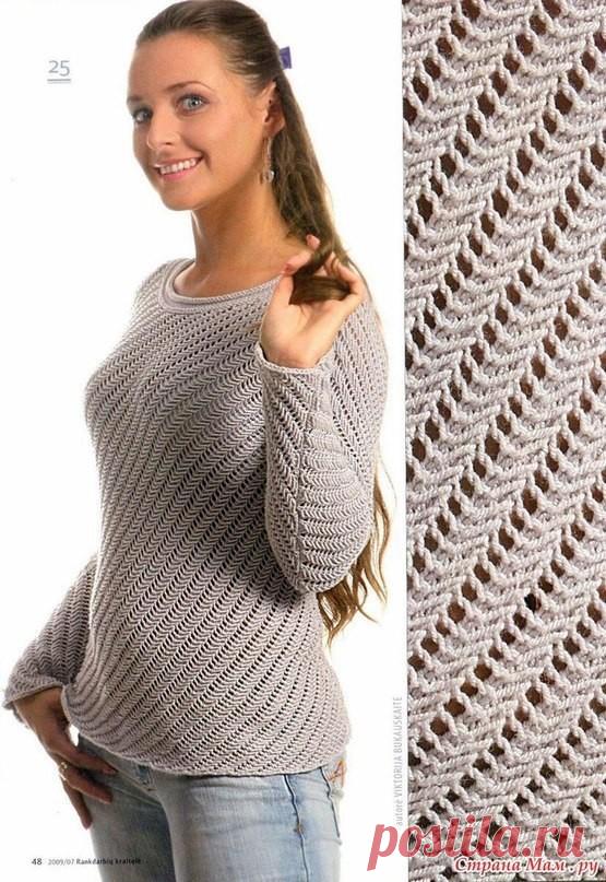 Диагональный узор спицами