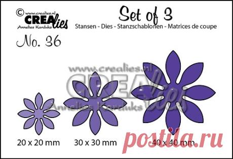 Set of 3 stansen/dies no. 36, Bloemen 18 / Flowers 18 | Crealies
