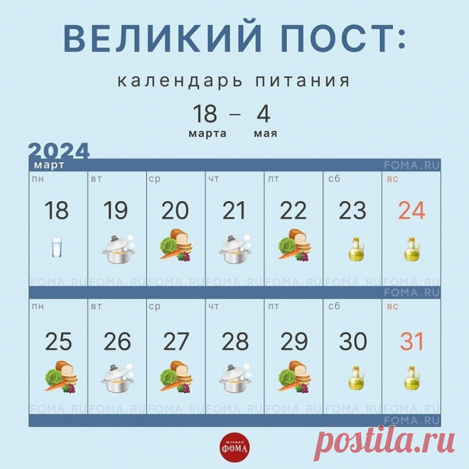 Великий пост-2024: когда и как поститься, постное меню на каждый день, запреты | Царьград Новосибирск | Дзен