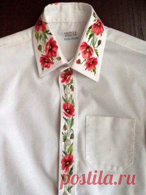 Painting a shirt in the style of folk-modern