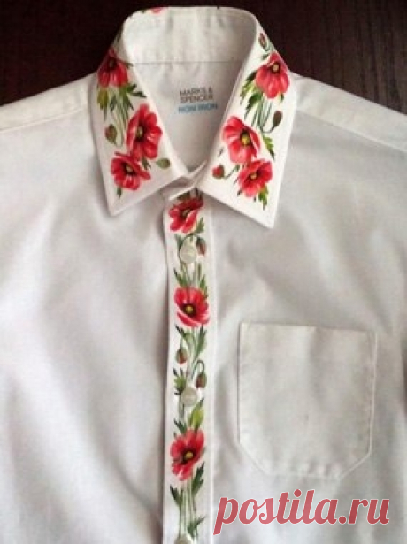 Painting a shirt in the style of folk-modern