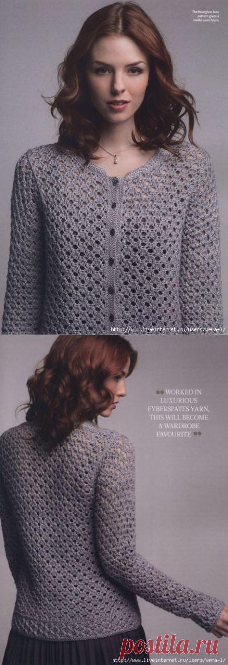 АЖУРНЫЙ ЖАКЕТ СПИЦАМИ.