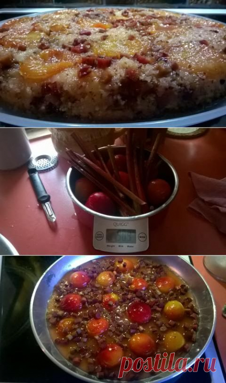 НАЛИВНОЙ ПИРОГ-ПЕРЕВЕРТЫШ СО СЛИВАМИ И РЕВЕНЕМ | 4vkusa.ru