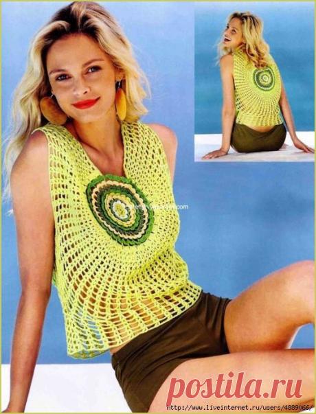 Топ крючком с ирландским цветком