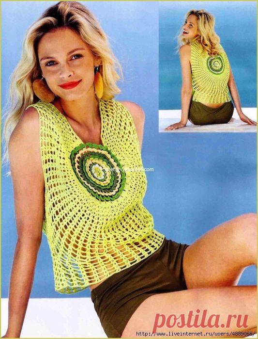 Топ крючком с ирландским цветком