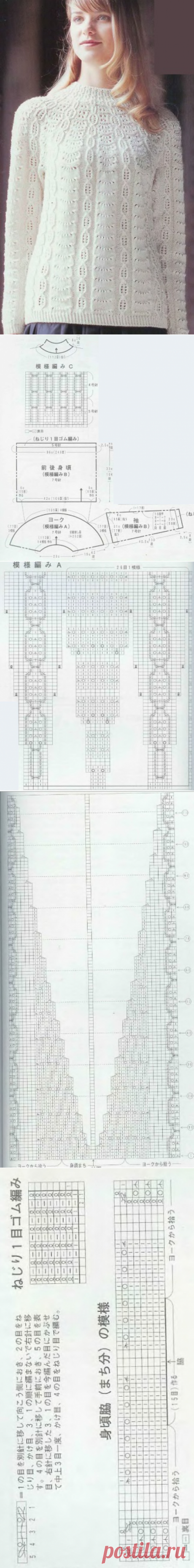 Белый свитер спицами