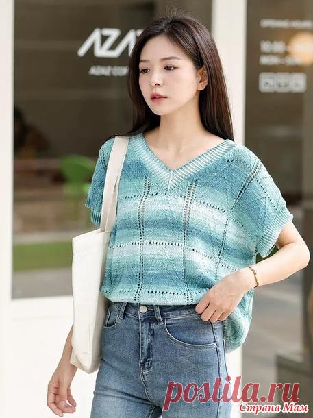 Летний пуловер из секционной пряжи. Спицы. - ВЯЗАНАЯ МОДА+ ДЛЯ НЕМОДЕЛЬНЫХ ДАМ - Страна Мам