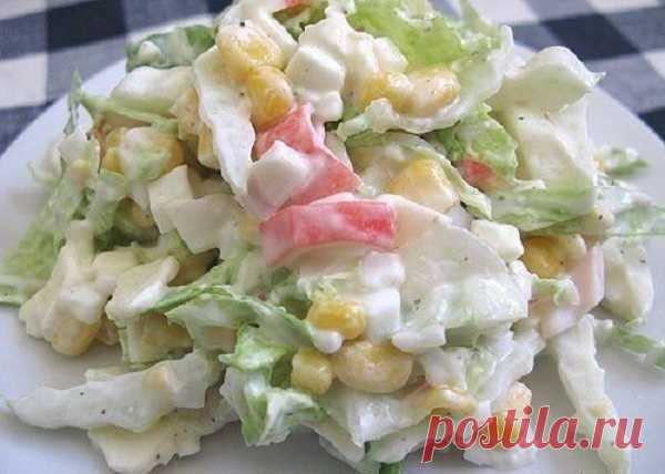 Салат с пекинской капустой и крабовыми палочками — Сад Заготовка
