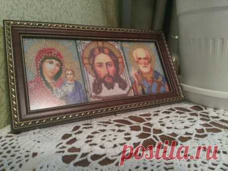 Салфетка и триптих бисером