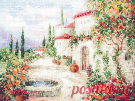 Вышивка &quot;У фонтана&quot; - Скачать схему бесплатно на сайте Stitchart.net