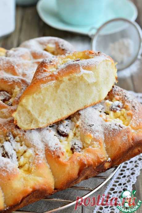 Пирог разборный с творогом и изюмом – кулинарный рецепт