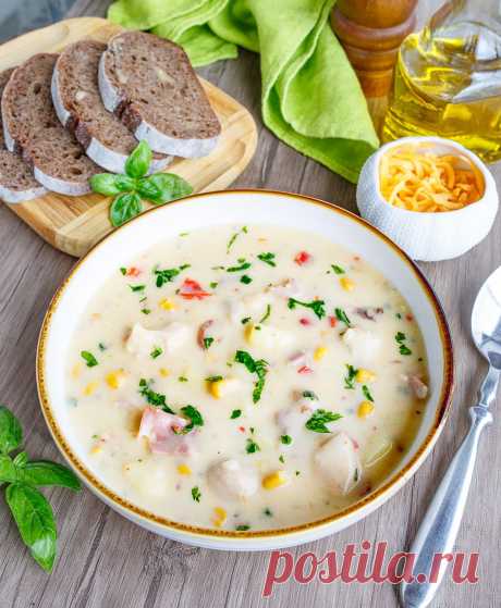 Сырный чаудер с курицей и кукурузой на Вкусном Блоге Сырный чаудер с курицей и кукурузой - вкусные проверенные рецепты, подбор рецептов по продуктам, консультации шеф-повара, пошаговые фото, списки покупок на VkusnyBlog.Com