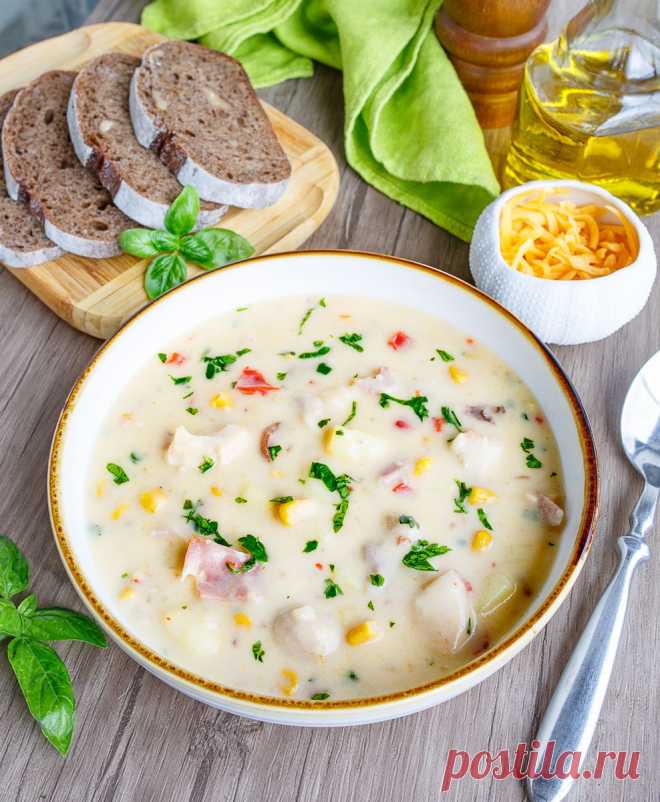 Сырный чаудер с курицей и кукурузой на Вкусном Блоге Сырный чаудер с курицей и кукурузой - вкусные проверенные рецепты, подбор рецептов по продуктам, консультации шеф-повара, пошаговые фото, списки покупок на VkusnyBlog.Com