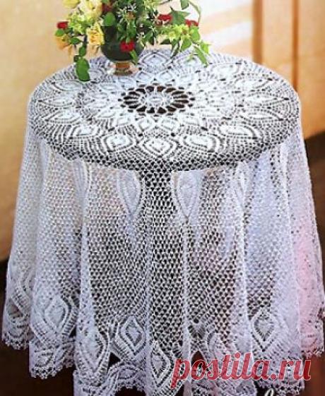 Скатерть «Маркиза». Схема вязания крючком Филейная скатерть «Маркиза» выполнена в технике филейного вязания. Схема