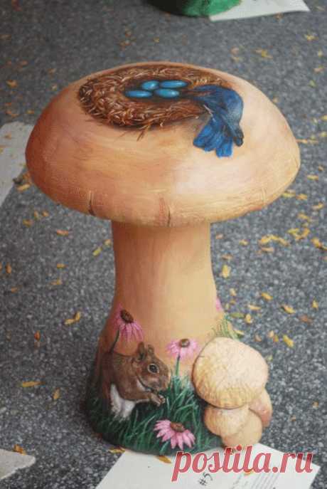 ГРИБЫ ИЗ БЕТОНА ДЛЯ САДА. Красота!!! Идеи и мастер-классы