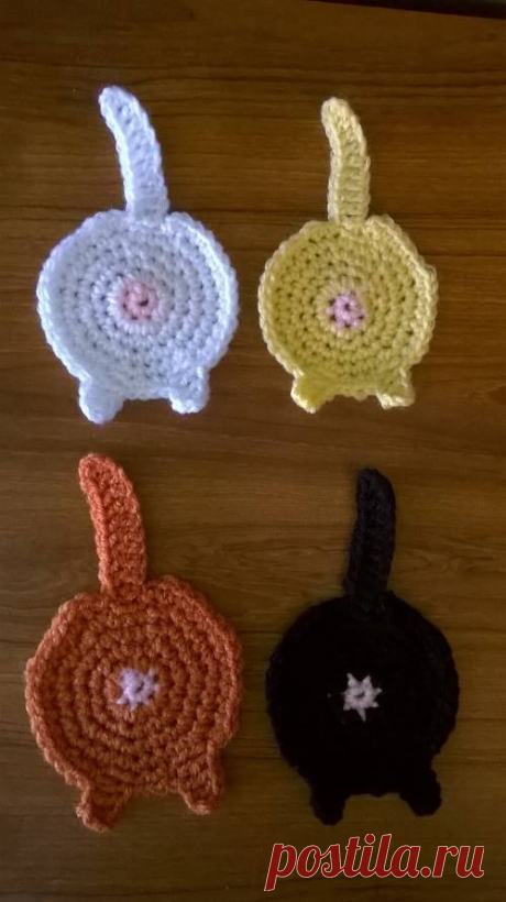 Not your granny's coasters-CAT BUTT COASTERS-with tutorial - CROCHET