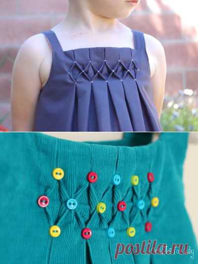 шить девчушки studio: крошечные кнопки и сотовые Smocking