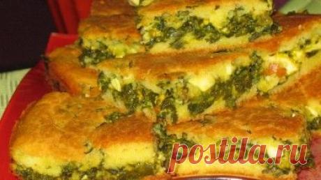 Быстрый заливной пирог со шпинатом и яйцами : Выпечка несладкая