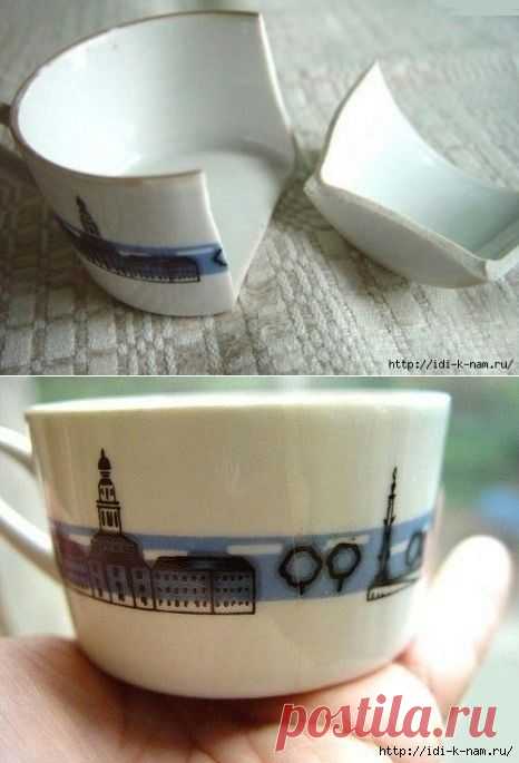 как склеить разбитую чашку