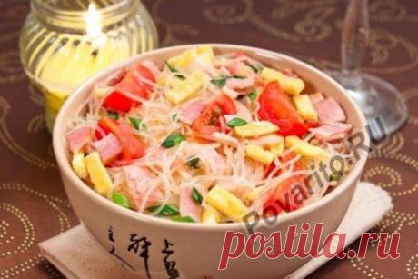 Салат из фунчозы с беконом, помидорами и яичными блинчиками пошаговый рецепт приготовления с фото » Povarito.Ru - Пошаговые фото-рецепты с описанием этапов приготовления