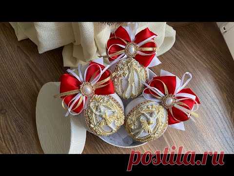 Ёлочные игрушки своими руками.  Бантики 🎀🎀   Handmade Christmas ornaments 🎄🎄🎄