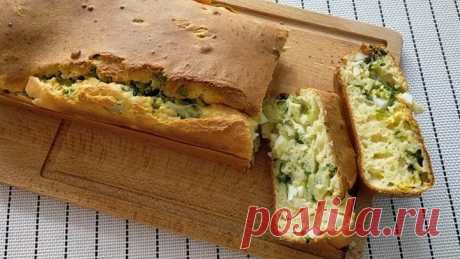 Очень вкусный заливной пирог с зелёным луком и яйцом!