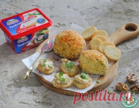 Закусочный сырный шар с зеленью и орехами – кулинарный рецепт