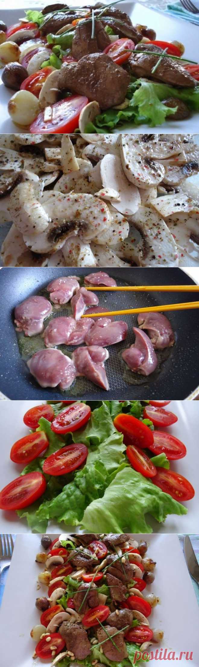 Салат из куриной печени с грибами, пошаговый фото рецепт