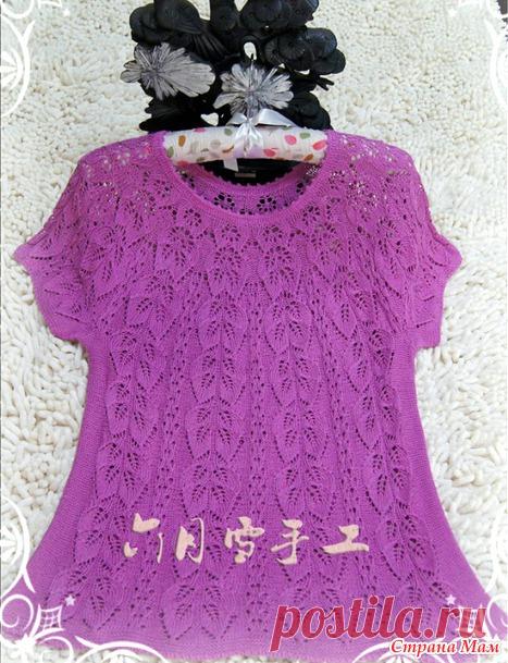 Пуловер спицами узором 