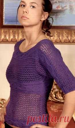Вязаная ажурная кофточка