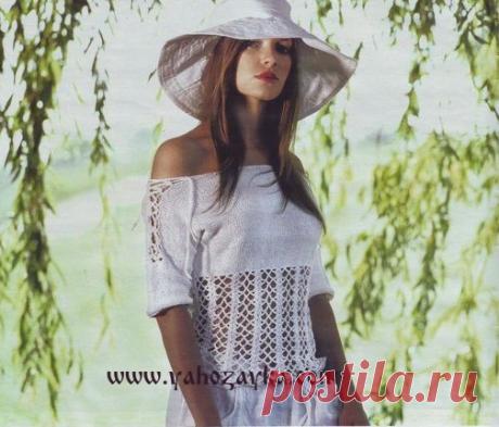 Джемпер со спущенными плечами спицами и крючком. Вязаный летний женский джемпер Джемпер со спущенными плечами спицами и крючком. Вязаный летний женский джемпер