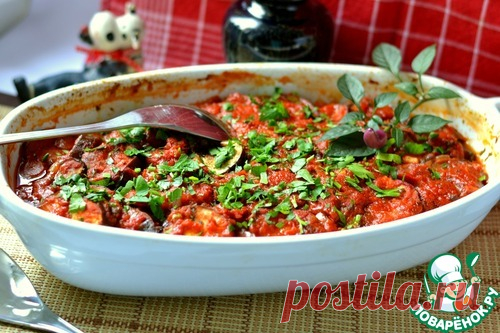 Запеченные баклажаны с помидорами - кулинарный рецепт