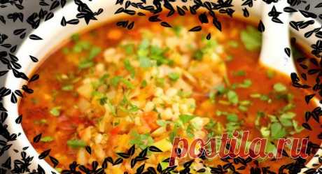 Томатный суп с овощами и перловкой