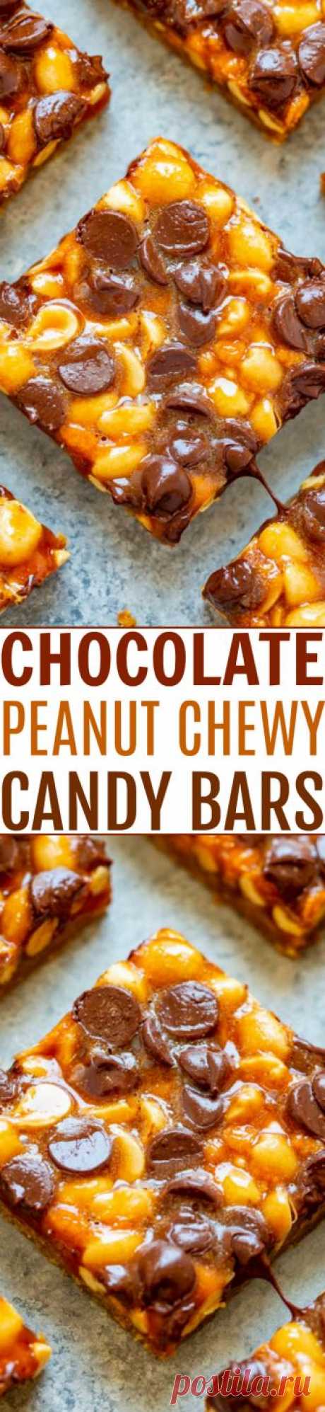 Chocolate Peanut Chewy Candy Bars - Averie Cooks