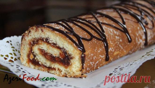 Очень легкий, быстрый рецепт очень вкусного рулета с джемом.