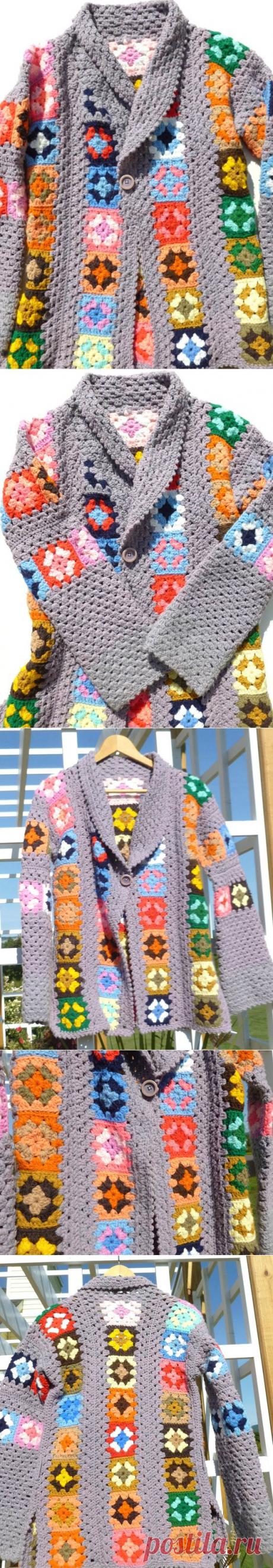 Granny Squares Cardigan Sweater Vintage от BornAtTheWrongTime