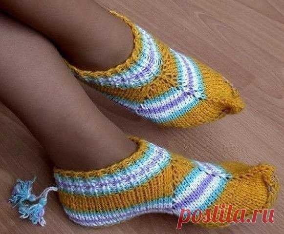 Носочки-тапочки или следки спицами
(из журнала 