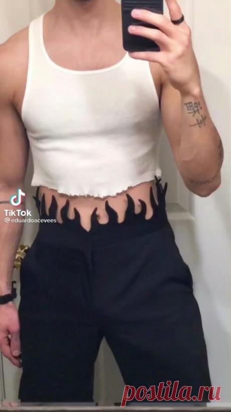 Штанишки - огонь!. 
 
 Не самое практичное, но красивое решение пояса брюк. Тем более мужских!