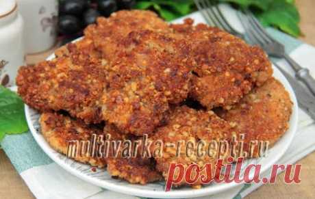 Куриные отбивные в сырно-ореховом в кляре, рецепт с фото Готовые хрустящие куриные отбивные можно подать с любым гарниром, очень вкусно и просто со свежими овощами, и с любым домашним соусом! Попробуйте!