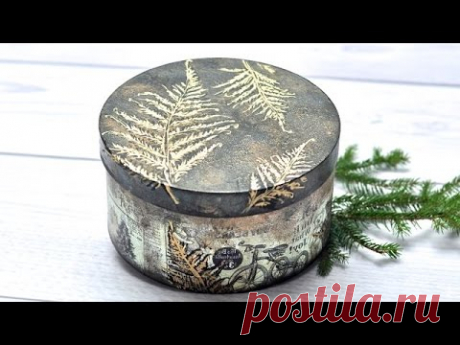 Decoupage Pudełko mixmedia z paprociami TUTORIAL DIY