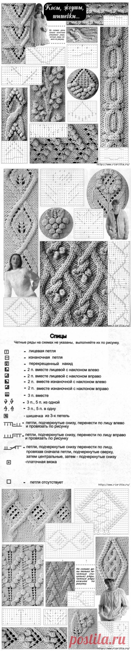 Косы, жгуты и шишечки спицами