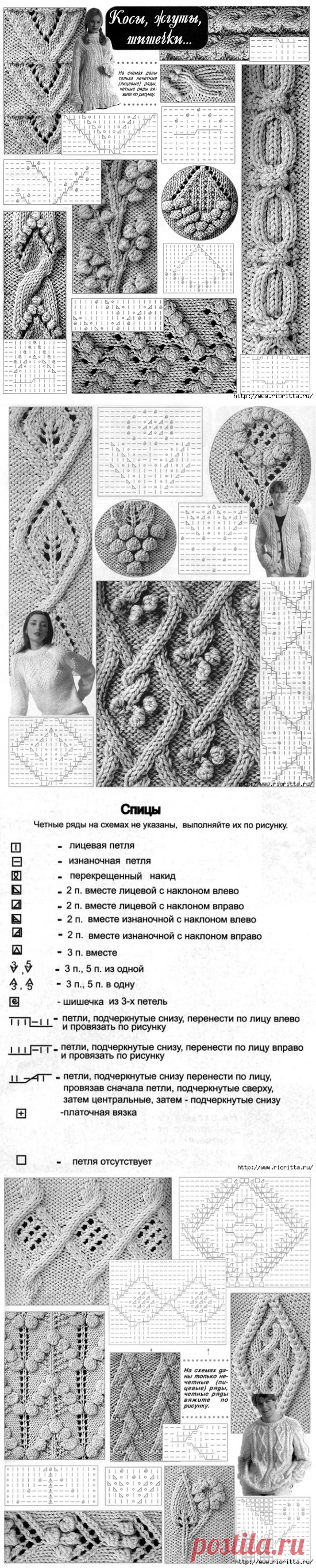 Косы, жгуты и шишечки спицами