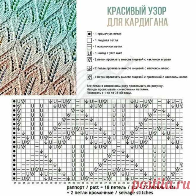 Три классных узора спицами  Ещё больше схем и интересных моделей на сайте красивое-вязание.рф