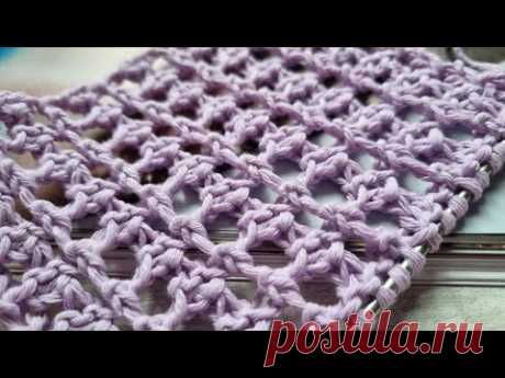 Фоновая, рельефная сеточка спицами🧶knitting pattern.