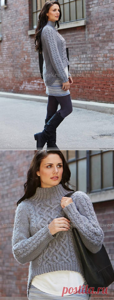 Пуловер спицами