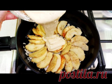 Яблочный пирог из сковороды с 1 яйцом