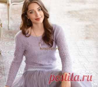 Ажурный джемпер спицами схемы - Хитсовет Ажурный джемпер спицами схемы. Новинка модной модели ажурного джемпера для женщин со схемой и бесплатным описанием вязания. Вам потребуется: 125 (125, 150) грамм бледно-розовой пряжи, состоящей из 54% альпаки, 24% полиамида, 22% мериносовой шерсти; длиной нити 199 метров в 25 граммах; спицы № 3,5; круговые спицы № 3 длиной 60 см; 50 (55) 60 см белого кружева.