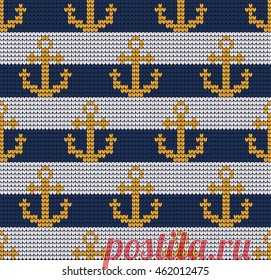 Knitted Marine Seamless Pattern: vetor stock (livre de direitos) 462012475 | Shutterstock