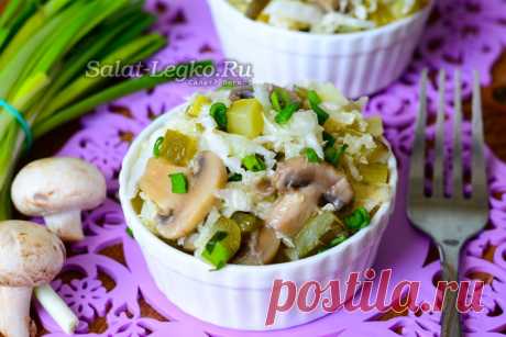 Постный салат с грибами, рецепт с фото очень вкусный