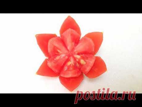 Lotus Flower Tomato - Beginner's Lesson 42 - Mutita Thai Art Fruit Vegetable Carving - YouTube